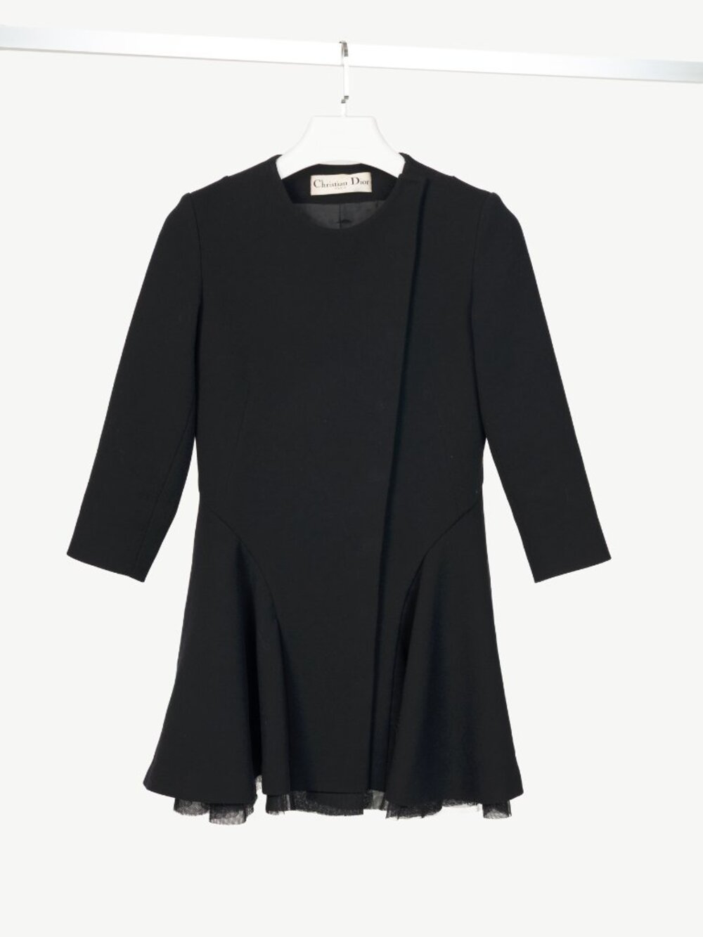Christian Dior Black Wool-Crepe Flared Jacket Dress